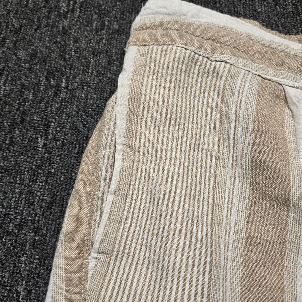 Per Se Women’s L Linen Capri Pants Beige White Striped Relaxed Fit Casual 36x24 - Picture 4 of 13